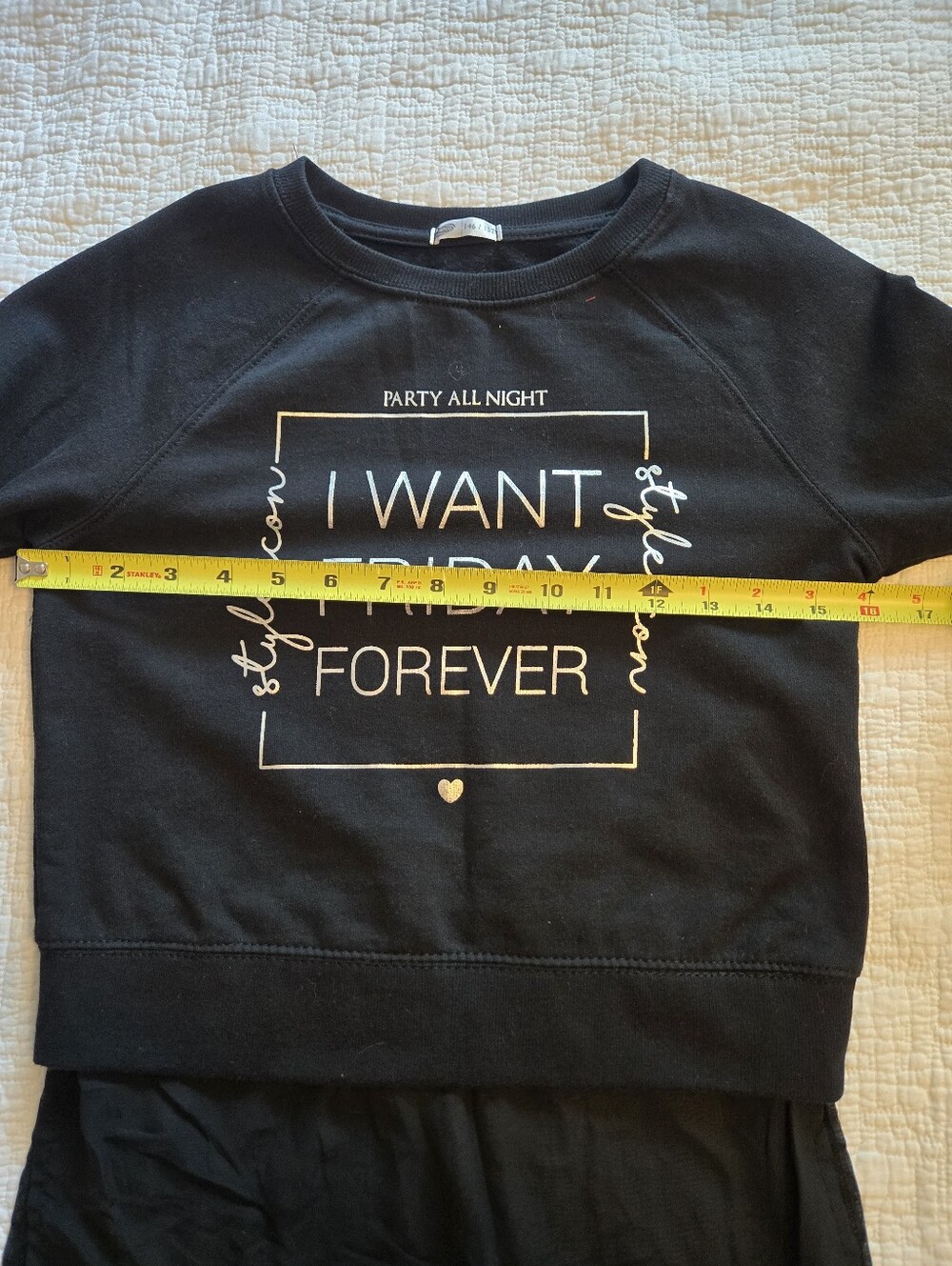 Pepco EU Brand, Girls' Black 'I Want Friday Forever Long Sleeve Top Size 146/152 - Picture 8 of 10
